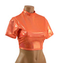 Neon Orange Sparkly Jewel Tee Sleeve Crop Top - Coquetry Clothing