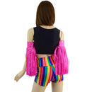 Neon Pink Fringed Wrestling Arm Bands with Slide Ties - Coquetry Clothing