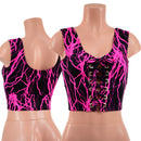 Neon Pink Lightning Laceup Crop Tank - Coquetry Clothing