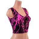Neon Pink Lightning Laceup Crop Tank - Coquetry Clothing