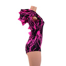 Neon Pink Lightning Print Dragon Hoodie Romper - Coquetry Clothing