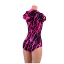 Neon Pink Lightning Print Dragon Hoodie Romper - Coquetry Clothing