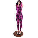 Neon Pink Lightning Zipper Front Catsuit - Coquetry Clothing