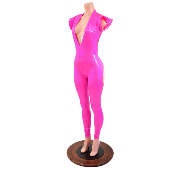 Neon Pink Moon Suit Exposed Cheeks Catsuit - Coquetry Clothing