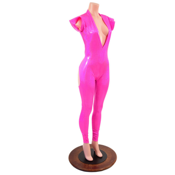 Neon Pink Moon Suit Exposed Cheeks Catsuit - Coquetry Clothing