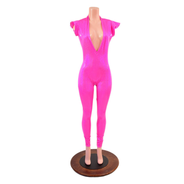 Neon Pink Moon Suit Exposed Cheeks Catsuit - 3