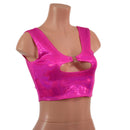 Neon Pink Sparkly Jewel High Or Low Reversible Cutout Oring Mini Crop - Coquetry Clothing