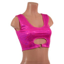 Neon Pink Sparkly Jewel High Or Low Reversible Cutout Oring Mini Crop - Coquetry Clothing