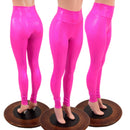 Neon Pink Sparkly Jewel High Waist Leggings - Coquetry Clothing