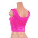Neon Pink Sparkly Jewel Laceup Crop Tank - Coquetry Clothing