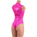 Neon Pink Sparkly Jewel Plunging V Neck Romper with Brazilian Cut Leg - Coquetry Clothing