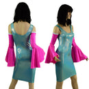 Neon Pink Trumpet Sleeve Arm Warmers with Flashbulb Bicep Trim - Coquetry Clothing