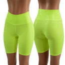 Neon Yellow Highlighter High Waist Bike Shorts READY to SHIP - Coquetry Clothing