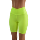 Neon Yellow Highlighter High Waist Bike Shorts READY to SHIP - Coquetry Clothing