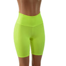 Neon Yellow Highlighter High Waist Bike Shorts READY to SHIP - Coquetry Clothing