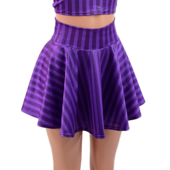 Nevermore Stripe Print Circle Cut Mini Skirt - Coquetry Clothing