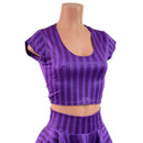 Nevermore Stripes Cap Sleeve Crop Top with Scoop Neckline - Coquetry Clothing