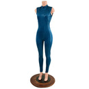 Nile Blue Sleeveless Catsuit with Stella Collar and Back Zipper - Coquetry Clothing