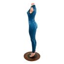 Nile Blue Sleeveless Catsuit with Stella Collar and Back Zipper - Coquetry Clothing
