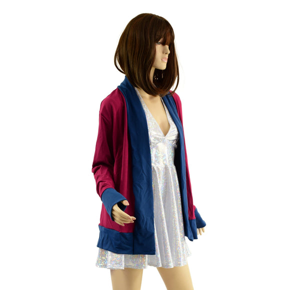 Not A Cardigan in Bordeaux with Poseidon Trim - Coquetry Clothing