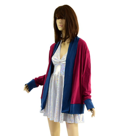 Not A Cardigan in Bordeaux with Poseidon Trim - Coquetry Clothing
