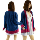 Not A Cardigan in Poseidon with Bordeaux Trim - Coquetry Clothing