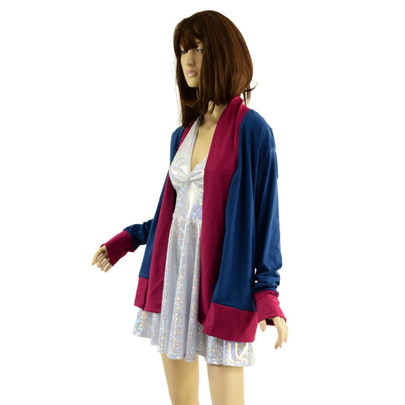 Not A Cardigan in Poseidon with Bordeaux Trim - Coquetry Clothing