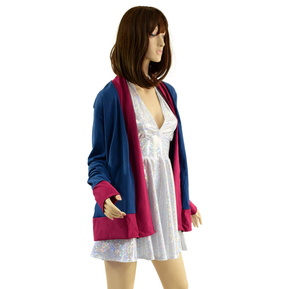Not A Cardigan in Poseidon with Bordeaux Trim - Coquetry Clothing