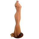 Nude Mesh Puddle Train Gown with Scoop Neck - Coquetry Clothing
