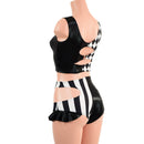 O - ring Cutout Crop Tank and High Waist Siren Shorts Hipnotic Cutouts and Hip Ruffles - Coquetry Clothing