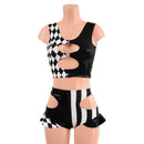 O - ring Cutout Crop Tank and High Waist Siren Shorts Hipnotic Cutouts and Hip Ruffles - Coquetry Clothing