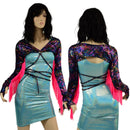 O - ring Front Bolero with Removable Body Wrap Tie, Fringe and Thumbholes - Coquetry Clothing