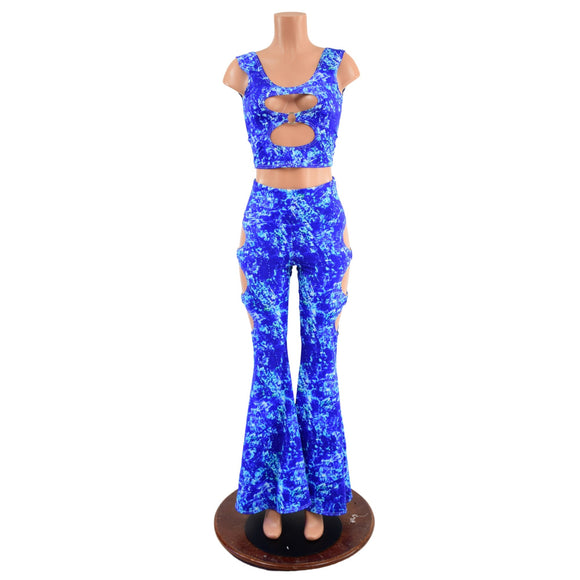 O - Ring Solar Flares and Crop Top Set in TidePool - Coquetry Clothing