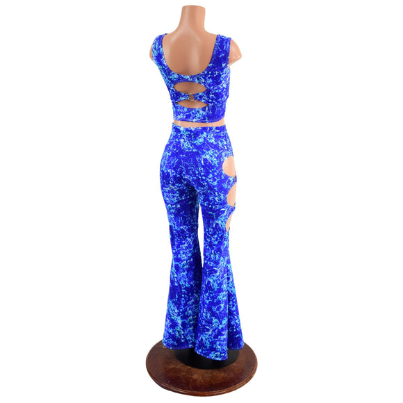 O - Ring Solar Flares and Crop Top Set in TidePool - Coquetry Clothing
