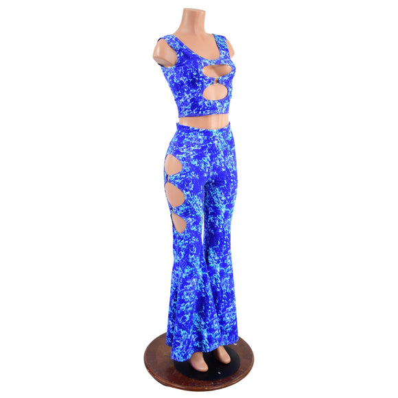 O - Ring Solar Flares and Crop Top Set in TidePool - Coquetry Clothing