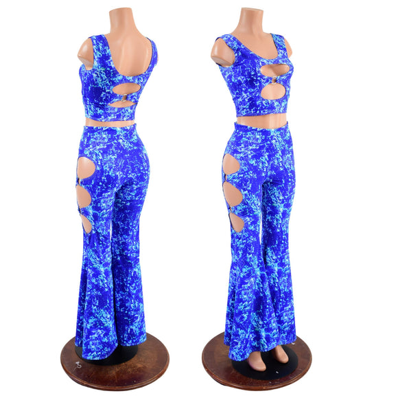 O - Ring Solar Flares and Crop Top Set in TidePool - Coquetry Clothing