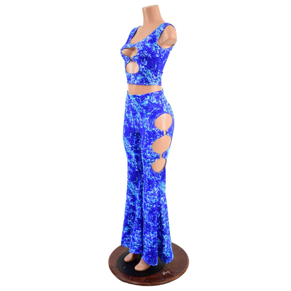 O - Ring Solar Flares and Crop Top Set in TidePool - Coquetry Clothing