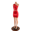 Red Sparkly One Shoulder Crop Top & Bodycon Skirt Set - Coquetry Clothing