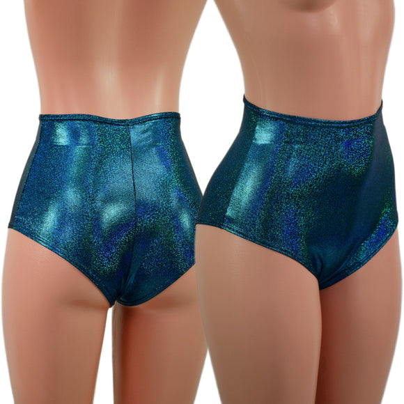 Ocean Sparkle High Waist Siren Shorts - Coquetry Clothing