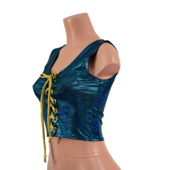 Ocean Sparkle Laceup Crop Tank - Coquetry Clothing