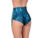 Ocean Sparkle Laceup Front Siren Shorts with Dusty Jade Fringe - Coquetry Clothing