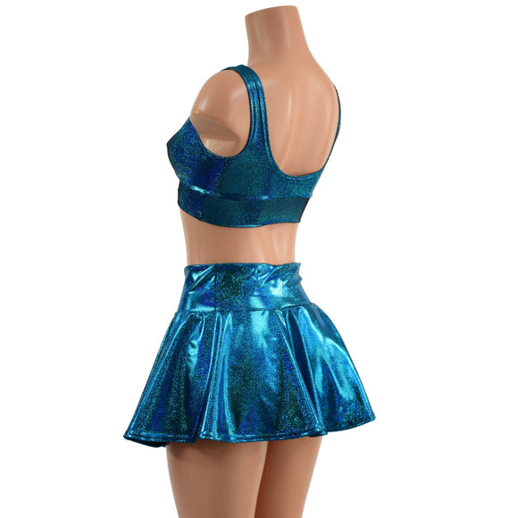 Ocean Sparkle Rave Skirt & Starlette Bralette Set - Coquetry Clothing