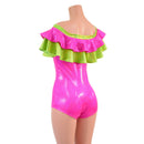 Off Shoulder Double Ruffle Romper with Boy Cut Leg - Coquetry Clothing