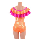 Off Shoulder Double Ruffle Romper with Boy Cut Leg - Coquetry Clothing