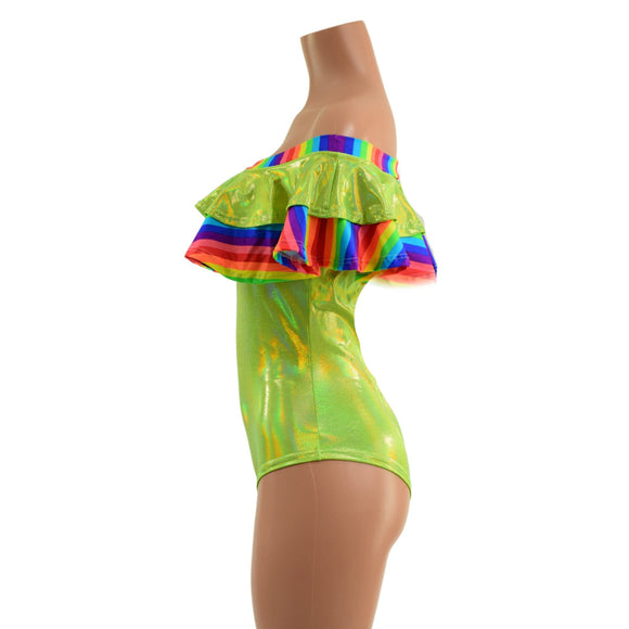 Off Shoulder Double Ruffle Siren Romper - Coquetry Clothing