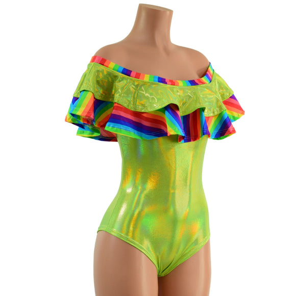 Off Shoulder Double Ruffle Siren Romper - Coquetry Clothing