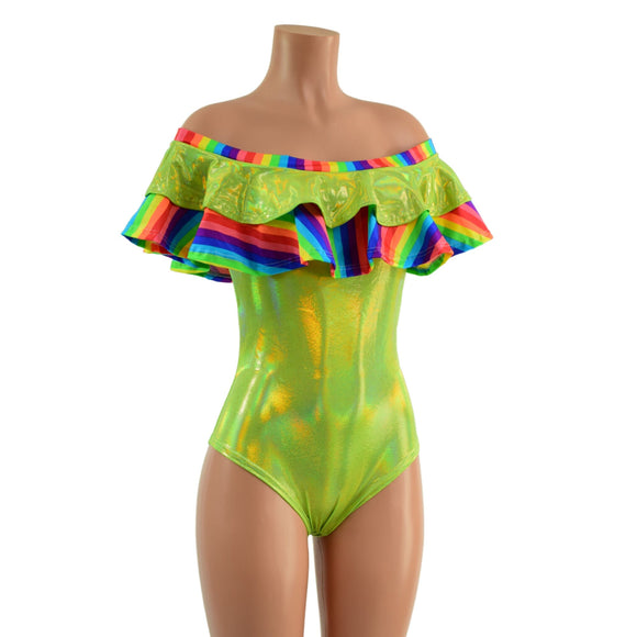 Off Shoulder Double Ruffle Siren Romper - Coquetry Clothing