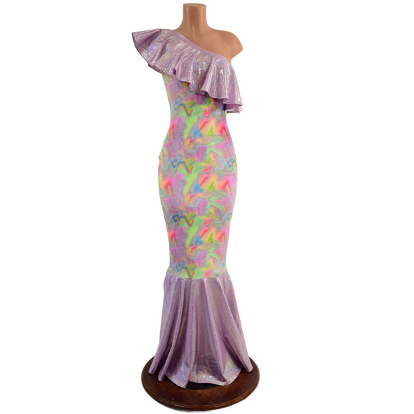 Off Shoulder Puddle Train Gown with Ruffle - 2