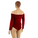 Off Shoulder Romper in Red Velvet - 4
