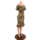 Off Shoulder Ruffled Wiggle Dress in Leopard Print - Coquetry Clothing